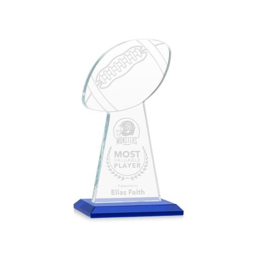 Corporate Awards - Crystal Awards - Crystal Pillar Awards - Edenwood Football Blue Obelisk Crystal Award