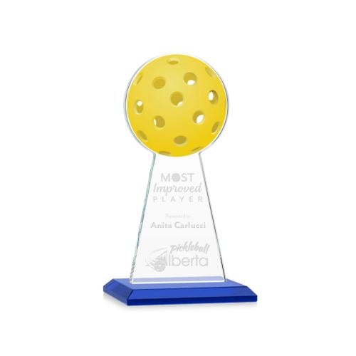 Corporate Awards - Crystal Awards - Crystal Pillar Awards - Edenwood Pickleball Blue Obelisk Crystal Award