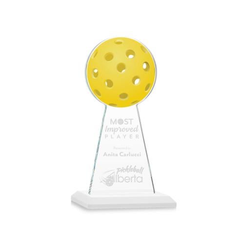 Corporate Awards - Crystal Awards - Crystal Pillar Awards - Edenwood Pickleball White Obelisk Crystal Award