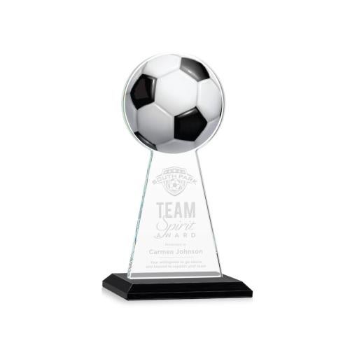 Corporate Awards - Crystal Awards - Crystal Pillar Awards - Edenwood Soccer Black Obelisk Crystal Award