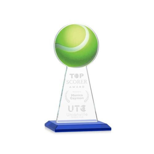 Corporate Awards - Crystal Awards - Crystal Pillar Awards - Edenwood Tennis Blue Obelisk Crystal Award