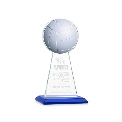 Corporate Awards - Crystal Awards - Crystal Pillar Awards - Edenwood Volleyball Blue Obelisk Crystal Award