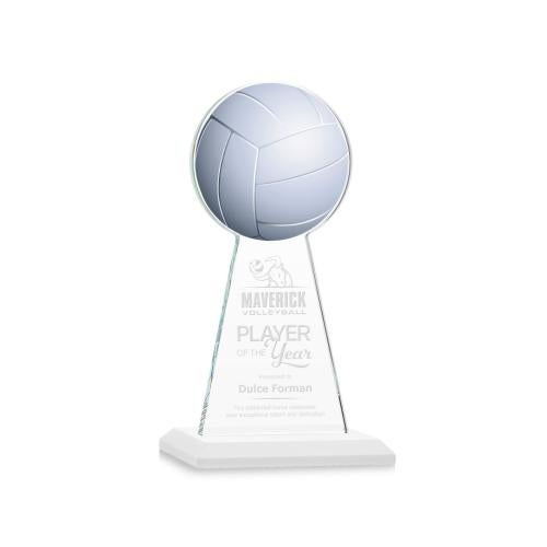 Corporate Awards - Crystal Awards - Crystal Pillar Awards - Edenwood Volleyball White Obelisk Crystal Award