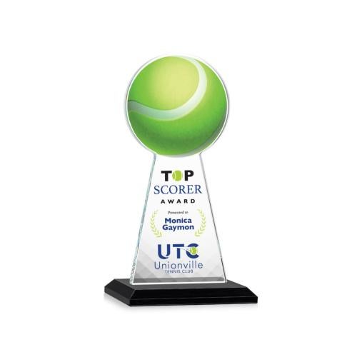 Corporate Awards - Crystal Awards - Crystal Pillar Awards - Edenwood Tennis Full Color Black Obelisk Crystal Award