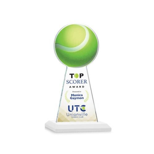 Corporate Awards - Crystal Awards - Crystal Pillar Awards - Edenwood Tennis Full Color White Obelisk Crystal Award