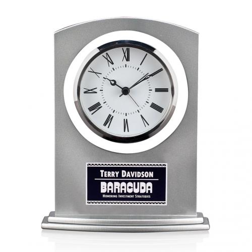 Corporate Gifts, Recognition Gifts and Desk Accessories - Clocks - Tuxedo Clock - Silver