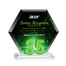 Riviera Anniversary Full Color Green No 35 Number Crystal Award