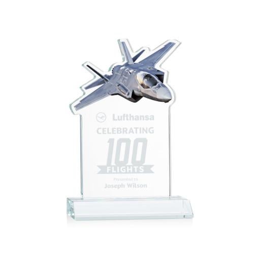 Corporate Awards - Full Color Awards - Top Gun Full Color/Etch Clear Abstract / Misc Crystal Award