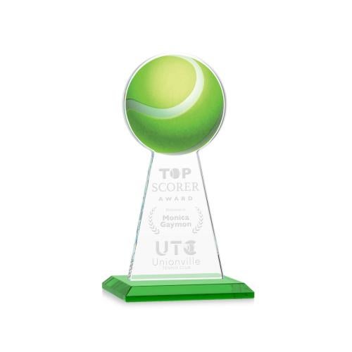 Corporate Awards - Crystal Awards - Crystal Pillar Awards - Edenwood Tennis VividPrint/Etch Green Obelisk Crystal Award