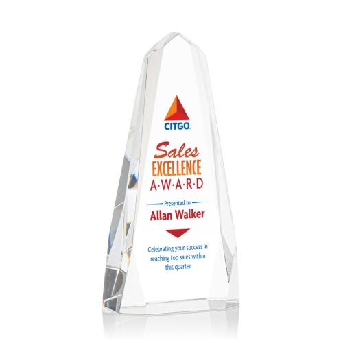 Corporate Awards - Crystal Awards - Crystal Pillar Awards - Geneva Full Color Obelisk Crystal Award