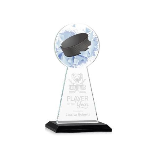 Corporate Awards - Crystal Awards - Crystal Pillar Awards - Edenwood Hockey VividPrint/Etch Black Obelisk Crystal Award
