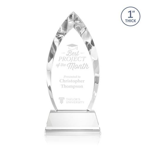 Corporate Awards - Crystal Awards - Marinello Clear on Base Arch & Crescent Crystal Award