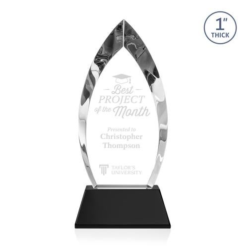 Corporate Awards - Crystal Awards - Marinello Black on Base Arch & Crescent Crystal Award