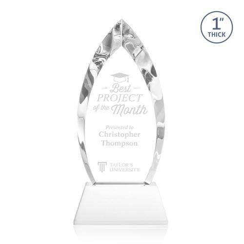 Corporate Awards - Crystal Awards - Marinello White on Base Arch & Crescent Crystal Award