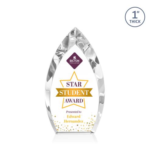 Corporate Awards - Full Color Awards - Marinello Full Color Clear Arch & Crescent Crystal Award