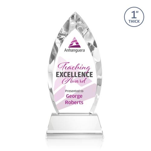 Corporate Awards - Full Color Awards - Marinello Full Color Clear on Base Arch & Crescent Crystal Award