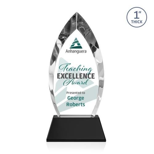 Corporate Awards - Full Color Awards - Marinello Full Color Black on Base Arch & Crescent Crystal Award