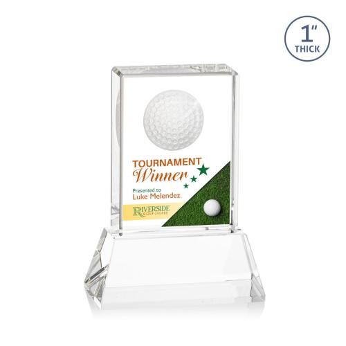 Corporate Awards - Full Color Awards - Pennington Golf Full Color Clear on Base Rectangle Crystal Award