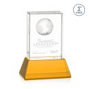 Ambassador Globe Amber on Base Rectangle Crystal Award