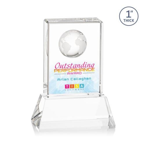 Corporate Awards - Full Color Awards - Ambassador Full Color Clear on Base Rectangle Crystal Award