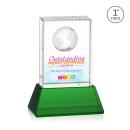 Ambassador Full Color Green on Base Rectangle Crystal Award