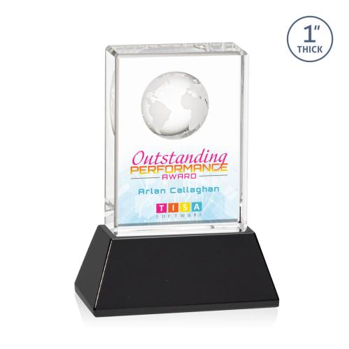 Corporate Awards - Full Color Awards - Ambassador Full Color Black on Base Rectangle Crystal Award