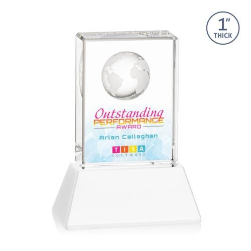 Corporate Awards - Full Color Awards - Ambassador Full Color White on Base Rectangle Crystal Award