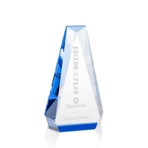 Corporate Awards - Glass Awards - Colored Glass Awards - Carmel Blue Crystal Award