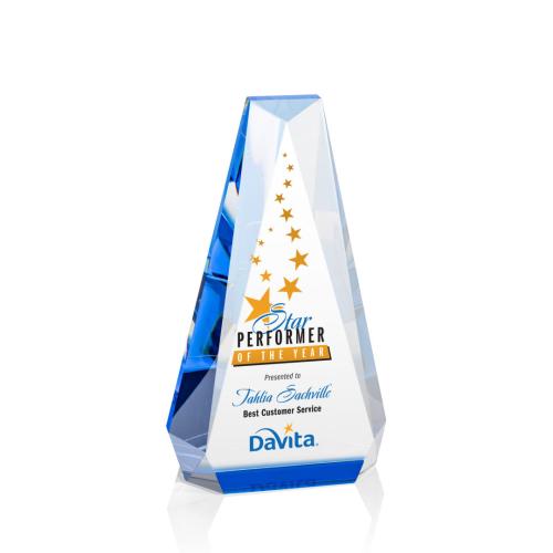 Corporate Awards - Glass Awards - Colored Glass Awards - Carmel Full Color Blue Crystal Award
