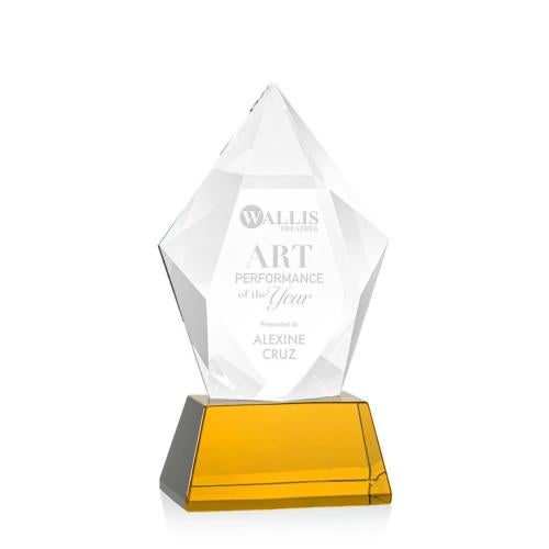 Corporate Awards - Glass Awards - Colored Glass Awards - Devron Amber on Base Crystal Award
