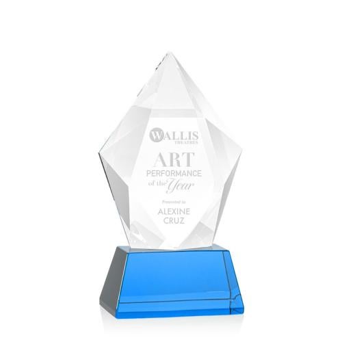Corporate Awards - Crystal Awards - Devron Sky Blue on Base Crystal Award