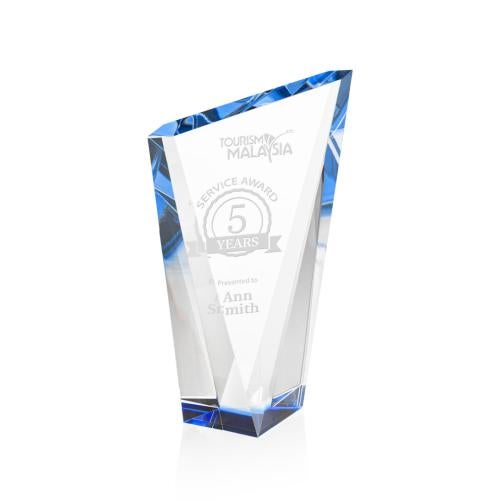 Corporate Awards - Glass Awards - Colored Glass Awards - Plymouth Blue Peak Crystal Award