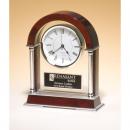 High Gloss Glass Clock on Rosewood Piano Finish Base with Metal Accents