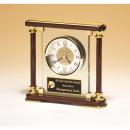 Glass & Rosewood Piano Finish Clock with Gold Accents