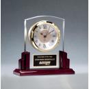 Glass Clock Award with Rosewood Base