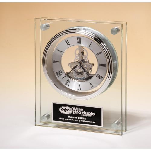 Large Glass Clock Award with Silver Accent BC1011 FineAwards