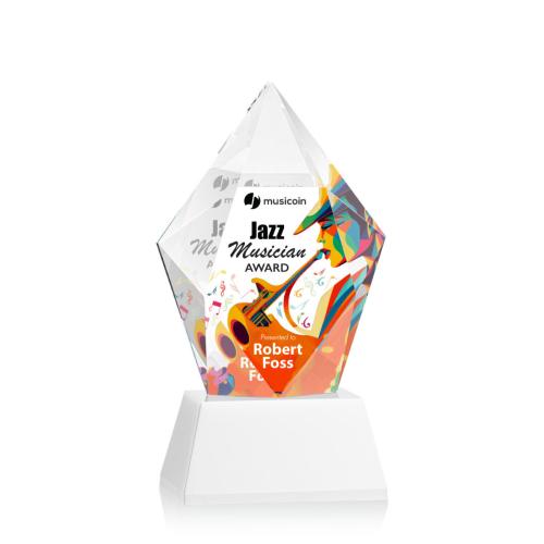 Corporate Awards - Full Color Awards - Devron Full Color White on Base Crystal Award