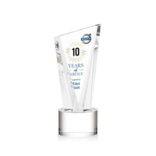Corporate Awards - Full Color Awards - Plymouth Full Color Clear on Marvel Base Peak Crystal Award