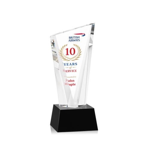 Corporate Awards - Full Color Awards - Plymouth Full Color Black on Robson Base Peak Crystal Award