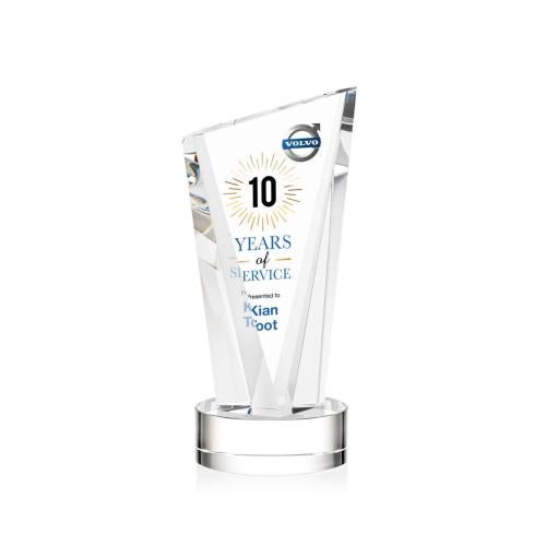Corporate Awards - Full Color Awards - Plymouth Full Color Clear on Stanrich Base Peak Crystal Award
