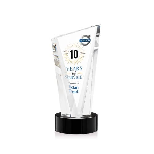 Corporate Awards - Full Color Awards - Plymouth Full Color Black on Stanrich Base Peak Crystal Award