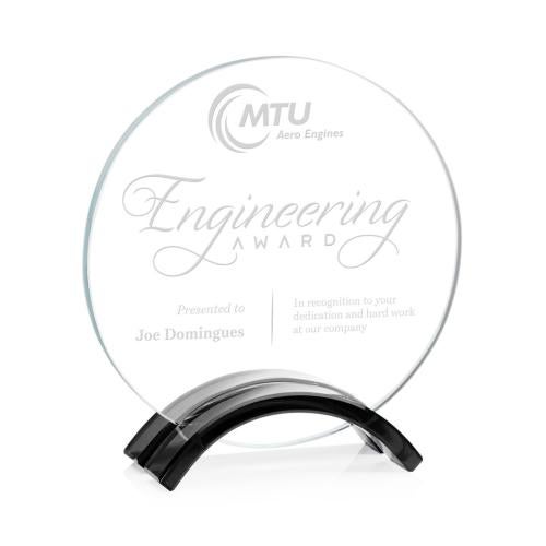 Corporate Awards - Crystal Awards - Holton Black Circle Crystal Award