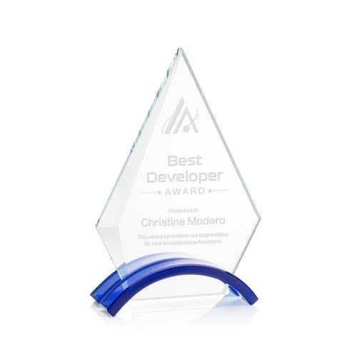Corporate Awards - Glass Awards - Colored Glass Awards - Fremont Blue Crystal Award
