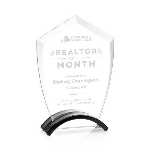 Corporate Awards - Crystal Awards - Pullman Black Arch & Crescent Crystal Award