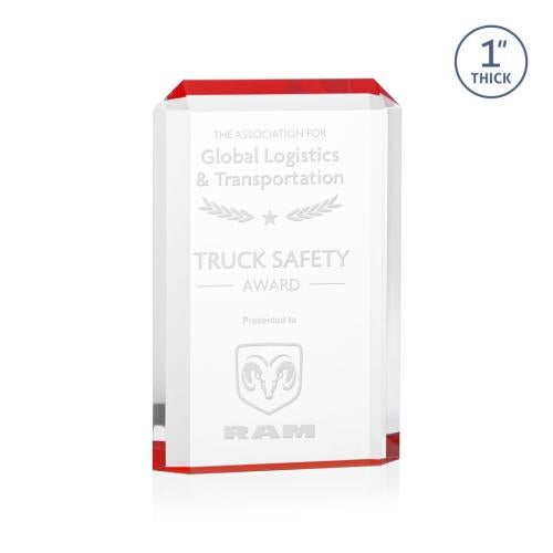 Corporate Awards - Acrylic Awards - Powell Red Rectangle Acrylic Award