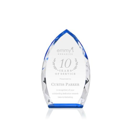 Corporate Awards - Glass Awards - Colored Glass Awards - Wilton Blue Arch & Crescent Crystal Award