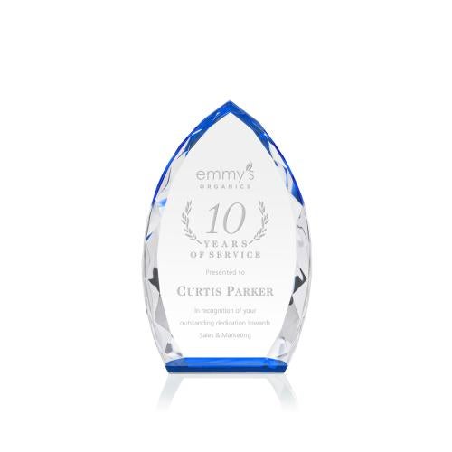Corporate Awards - Crystal Awards - Colored Crystal - Wilton Blue Crystal Award