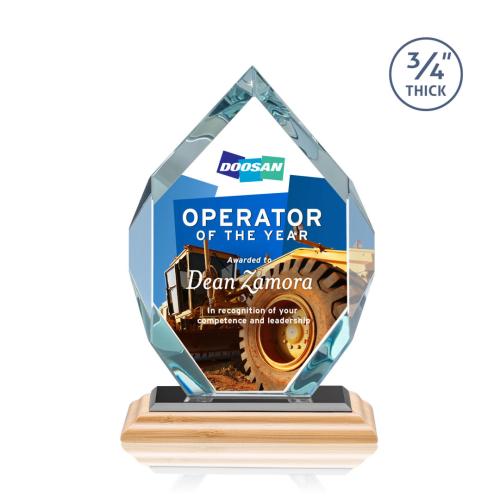 Corporate Awards - Crystal Awards - Royal Diamond Full Color/Black Bamboo Award