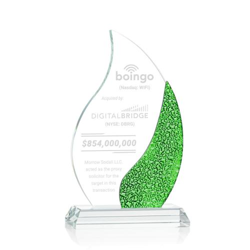 Corporate Awards - Crystal Awards - Oakley Green Flame Crystal Award
