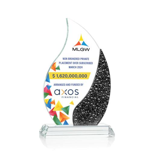 Corporate Awards - Crystal Awards - Oakley Full Color Black Flame Crystal Award